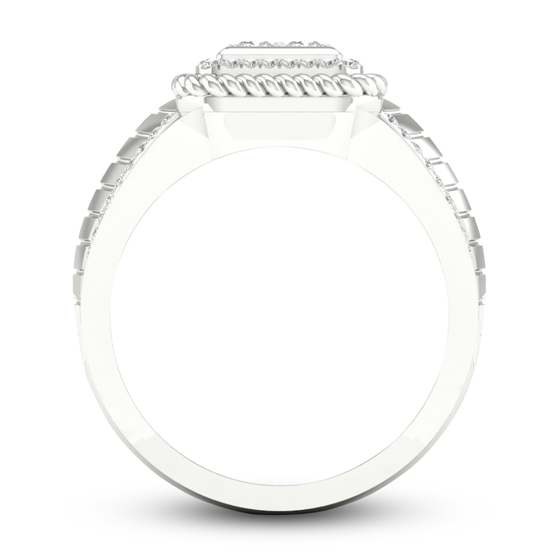 Main Image 3 of Men's Diamond Ring 5/8 ct tw Square-cut/Round 10K White Gold
