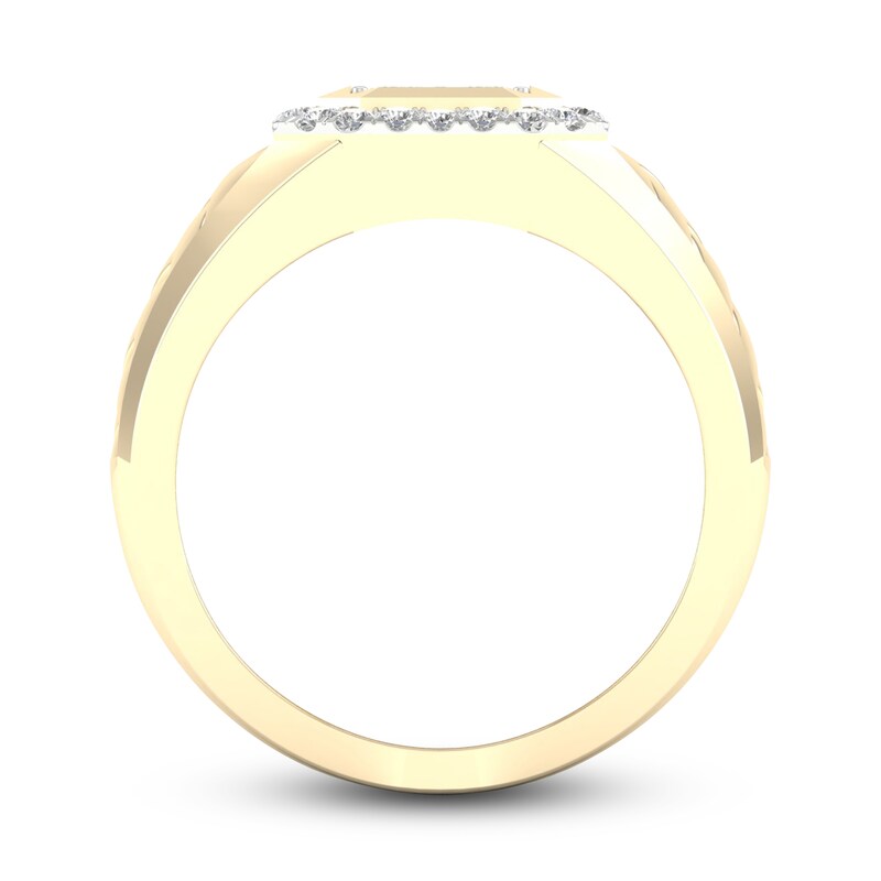 Main Image 4 of Men's Diamond Ring 1 ct tw Square-cut/Round 10K Yellow Gold