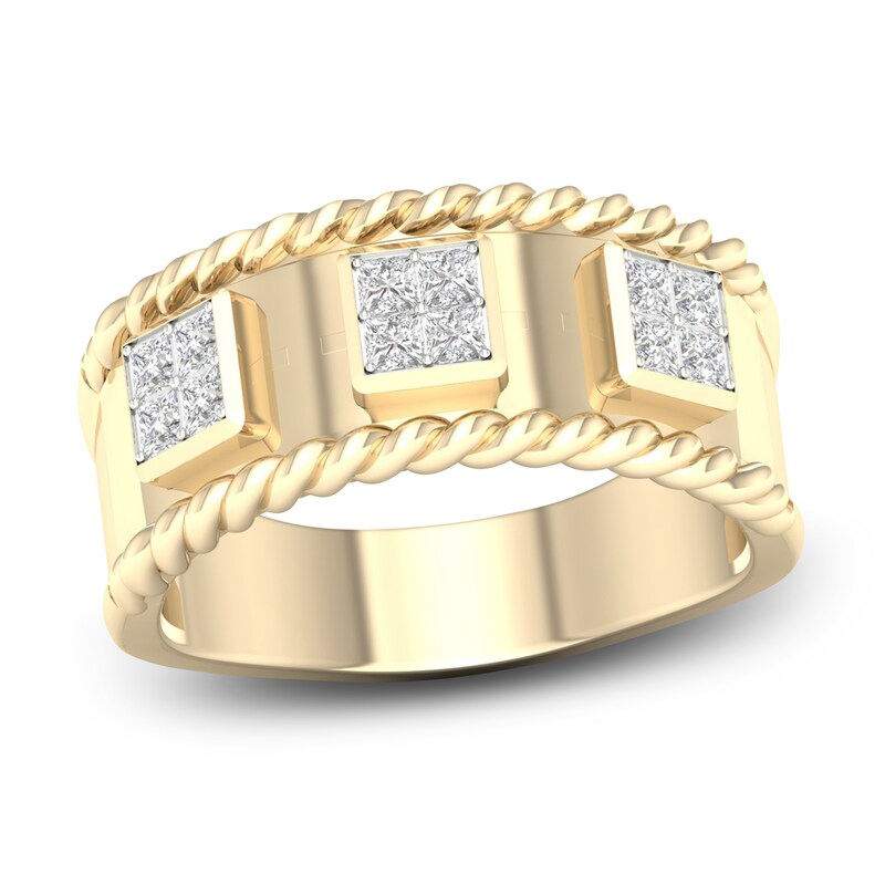 Main Image 1 of Men's Diamond Ring 1/2 ct tw Square-cut 10K Yellow Gold