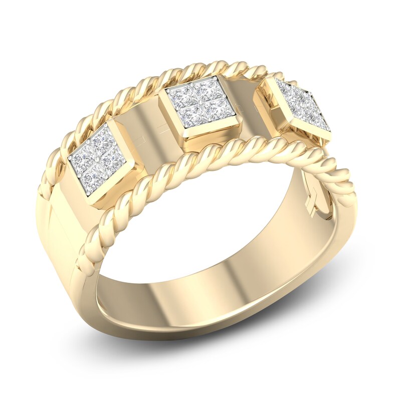 Main Image 2 of Men's Diamond Ring 1/2 ct tw Square-cut 10K Yellow Gold
