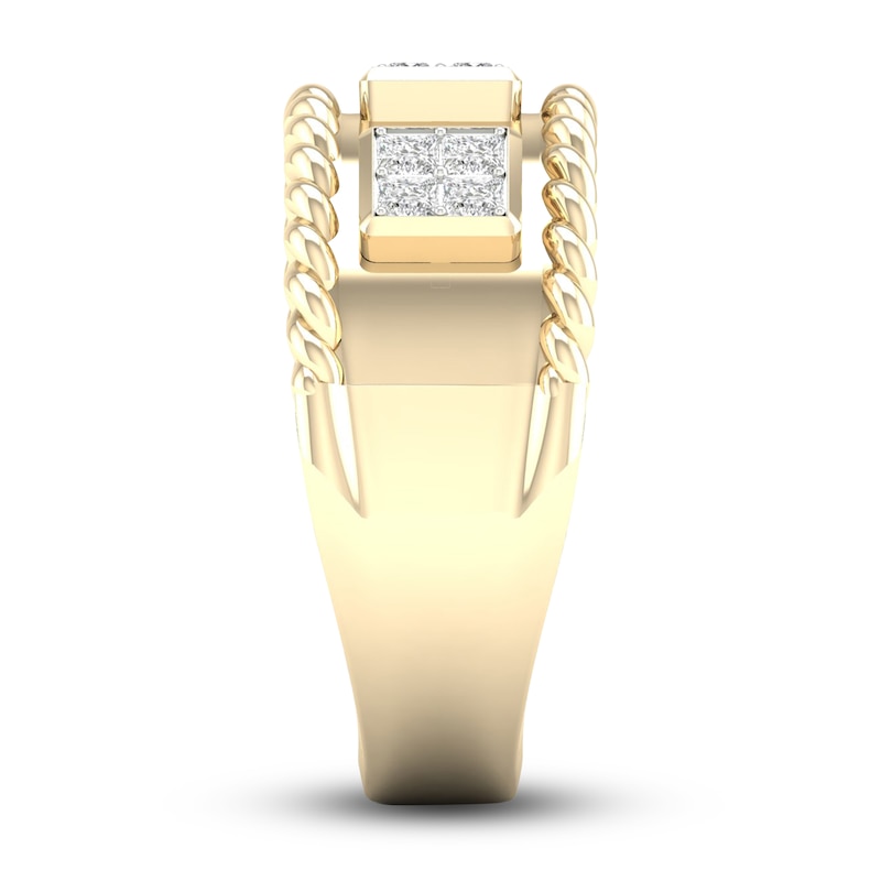 Main Image 3 of Men's Diamond Ring 1/2 ct tw Square-cut 10K Yellow Gold