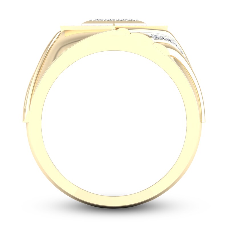 Main Image 4 of Men's Diamond Ring 1/2 ct tw Square-cut/Round 10K Yellow Gold
