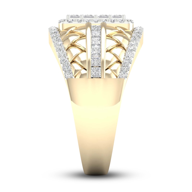 Main Image 3 of Men's Diamond Ring 1-1/4 ct tw Square-cut/Round 10K Yellow Gold