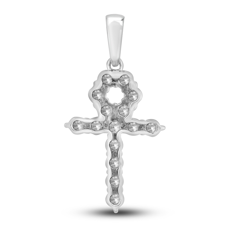 Main Image 3 of Men's Diamond Ankh Charm 2 ct tw Round 10K White Gold