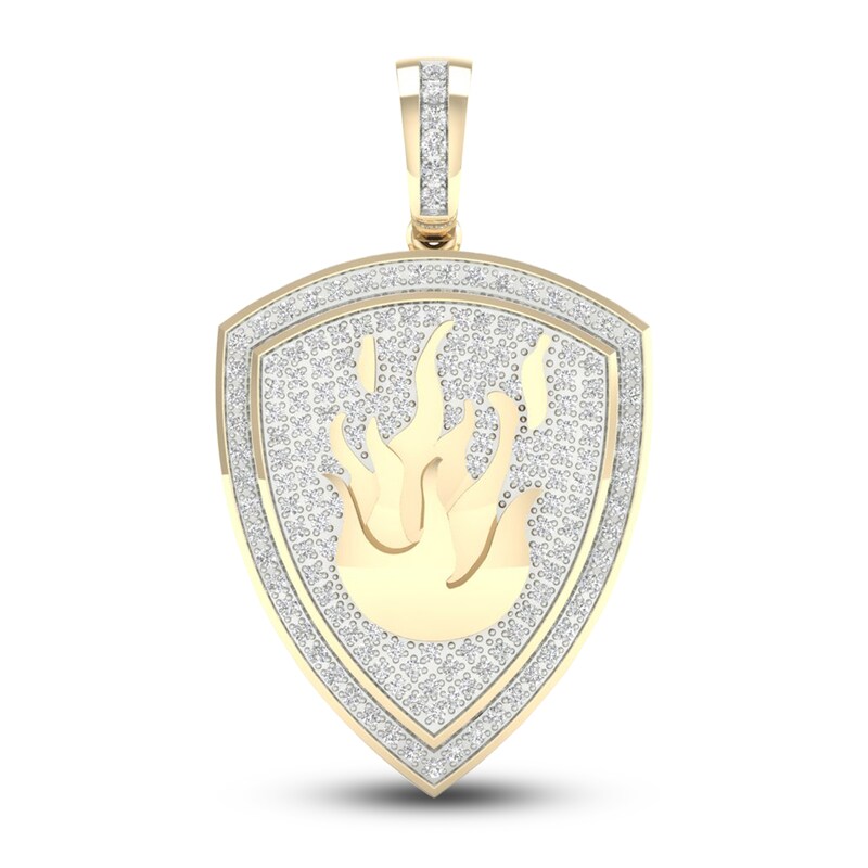 Main Image 1 of Men's Diamond Fire Charm 1/2 ct tw Round 10K Yellow Gold