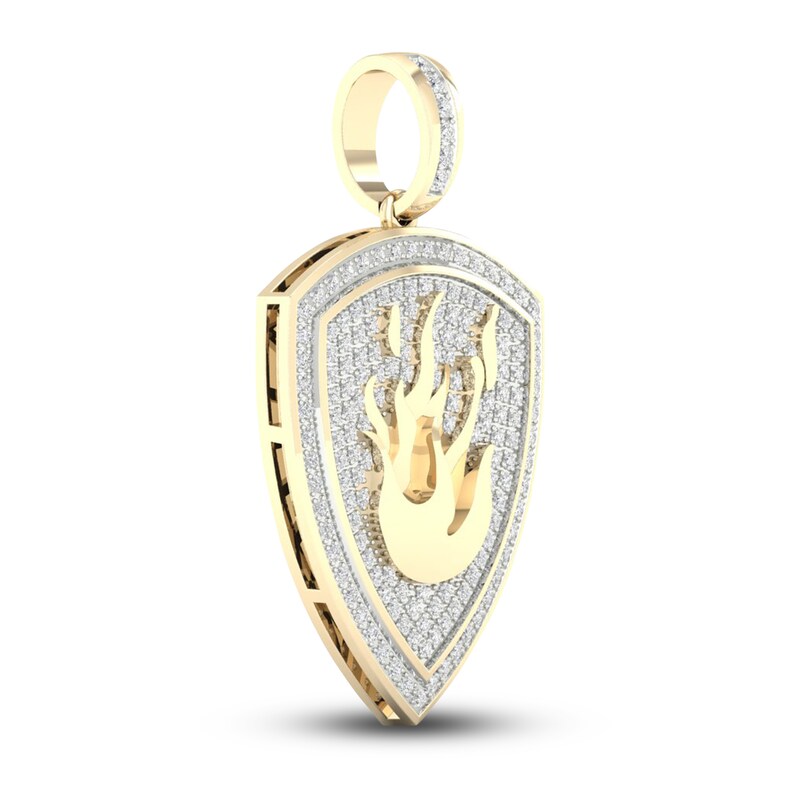 Main Image 2 of Men's Diamond Fire Charm 1/2 ct tw Round 10K Yellow Gold