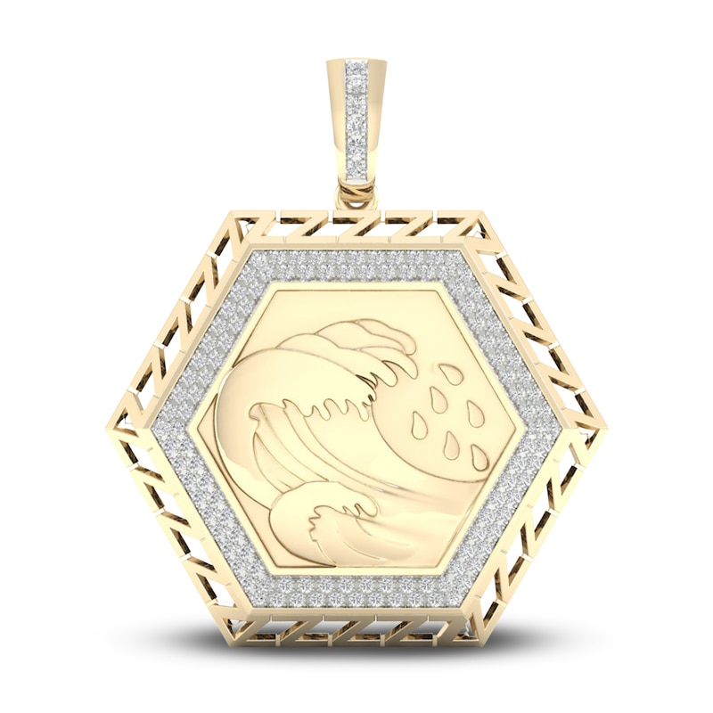 Main Image 1 of Men's Diamond Water Charm 1/3 ct tw Round 10K Yellow Gold