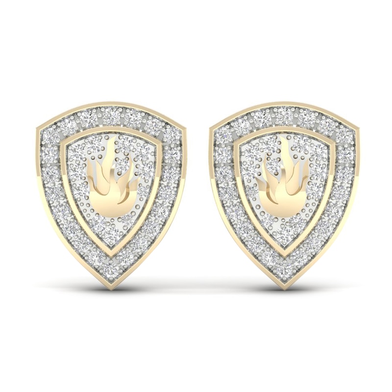 Men's Diamond Fire Stud Earrings 1/5 ct tw Round 10K Yellow Gold