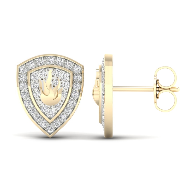 Men's Diamond Fire Stud Earrings 1/5 ct tw Round 10K Yellow Gold