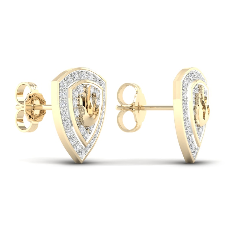 Men's Diamond Fire Stud Earrings 1/5 ct tw Round 10K Yellow Gold