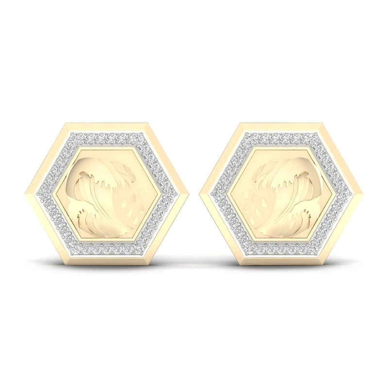 Men's Diamond Water Stud Earrings 1/5 ct tw Round 10K Yellow Gold