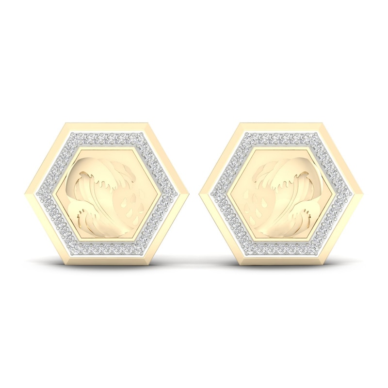 Men's Diamond Water Stud Earrings 1/5 ct tw Round 10K Yellow Gold