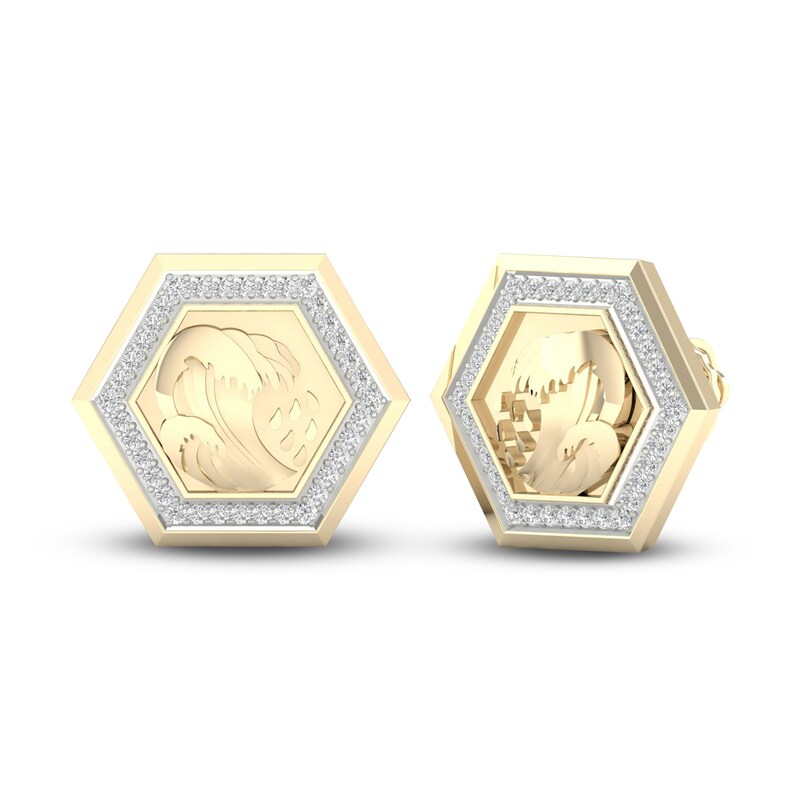 Men's Diamond Water Stud Earrings 1/5 ct tw Round 10K Yellow Gold