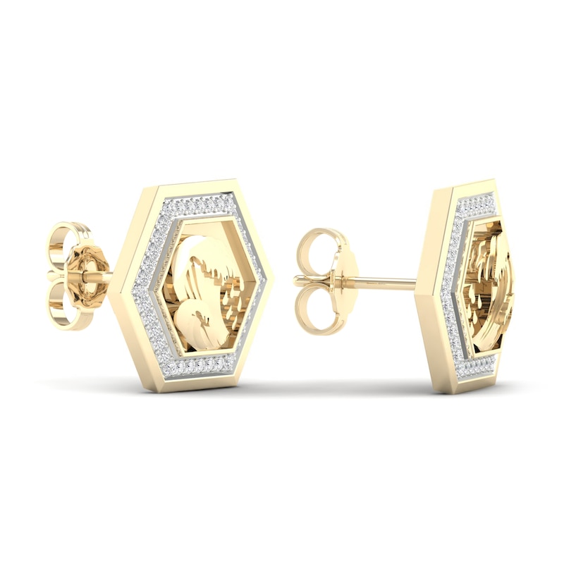 Men's Diamond Water Stud Earrings 1/5 ct tw Round 10K Yellow Gold