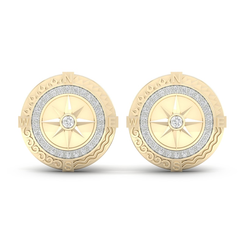 Men's Diamond Earth Stud Earrings 1/6 ct tw Round 10K Yellow Gold