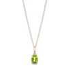 Thumbnail Image 1 of Natural Peridot Pendant Necklace Diamond Accents 10K Yellow Gold 18"
