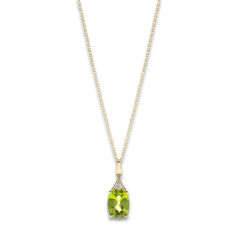 Main Image 1 of Natural Peridot Pendant Necklace Diamond Accents 10K Yellow Gold 18"