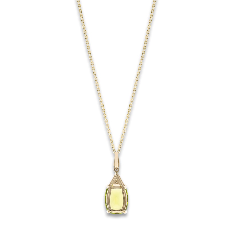 Main Image 2 of Natural Peridot Pendant Necklace Diamond Accents 10K Yellow Gold 18"
