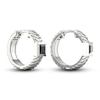 Thumbnail Image 3 of Men's Black Diamond Hoop Earrings 1 ct tw Square-cut 10K White Gold