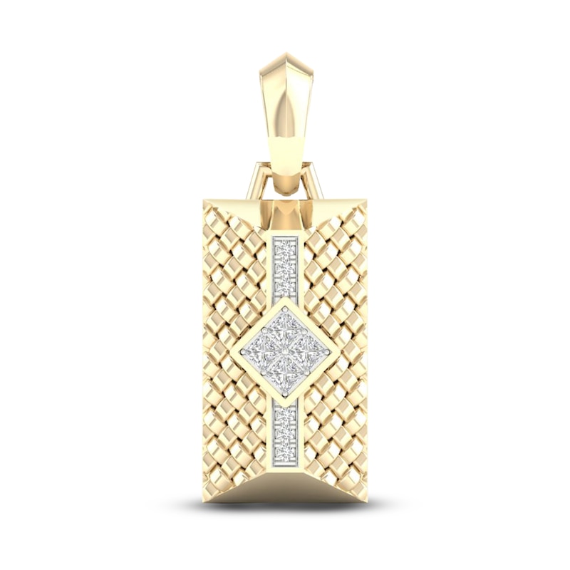 Main Image 1 of Men's Diamond Charm 1/3 ct tw Square-cut/Round 10K Yellow Gold