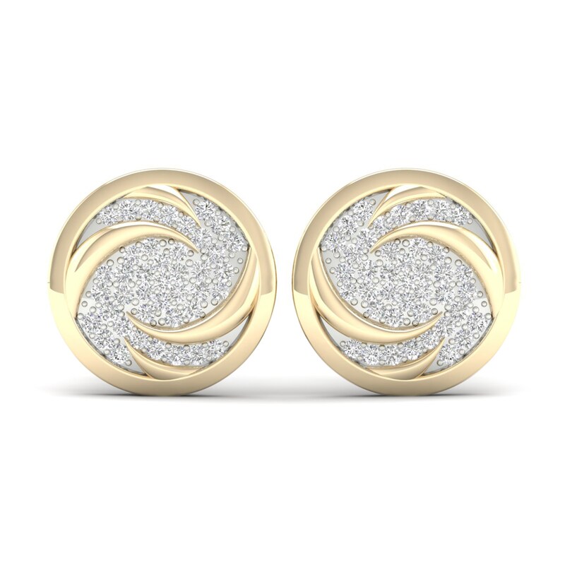 Men's Diamond Air Stud Earrings 1/4 ct tw Round 10K Yellow Gold