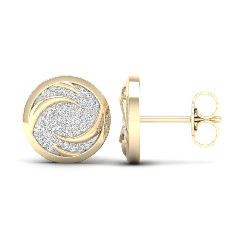 Men's Diamond Air Stud Earrings 1/4 ct tw Round 10K Yellow Gold