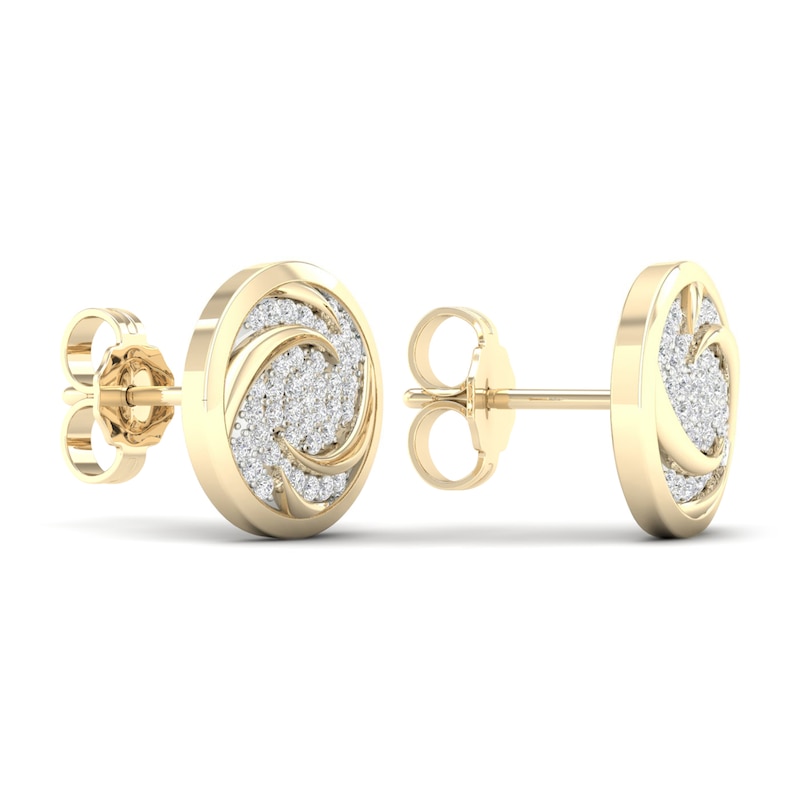 Men's Diamond Air Stud Earrings 1/4 ct tw Round 10K Yellow Gold