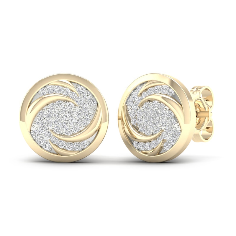 Men's Diamond Air Stud Earrings 1/4 ct tw Round 10K Yellow Gold