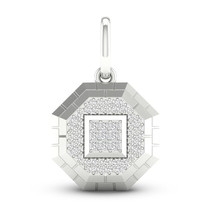 Main Image 1 of Men's Diamond Charm 3/4 ct tw Square-cut/Round 10K White Gold