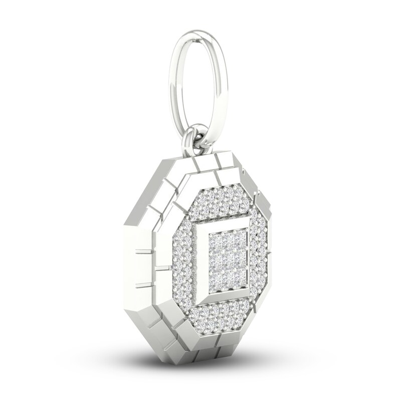 Main Image 3 of Men's Diamond Charm 3/4 ct tw Square-cut/Round 10K White Gold