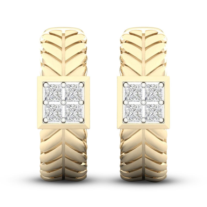 Men's 1/2 CT. T.W. Diamond Hoop Earrings in 10K Gold