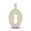 Men's Lab-Created Diamond Necklace Charm 1 ct tw Round 14K Yellow Gold