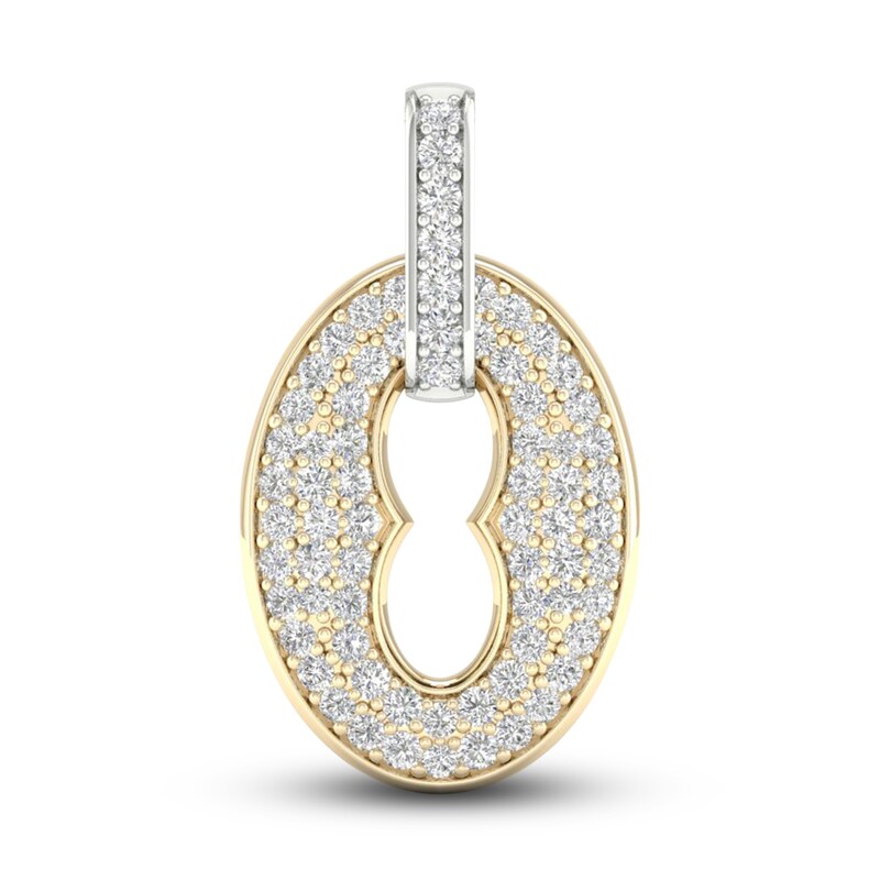 Men's Lab-Created Diamond Necklace Charm 1 ct tw Round 14K Yellow Gold