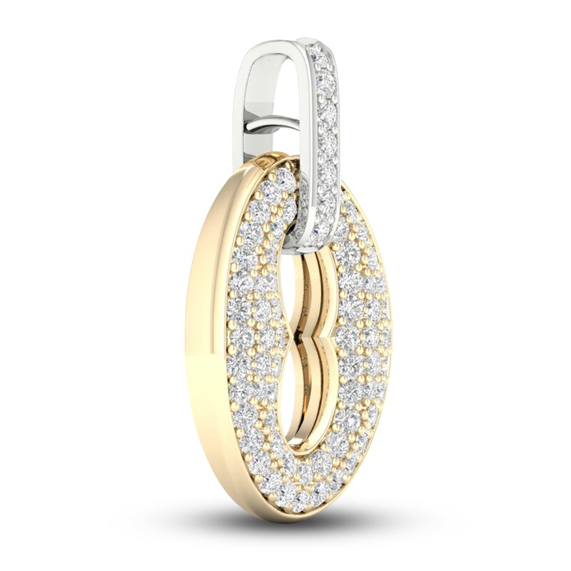 Men's Lab-Created Diamond Necklace Charm 1 ct tw Round 14K Yellow Gold