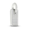 Men's Lab-Created Diamond Dog Tag Necklace Charm 1/2 ct tw Round 14K White Gold