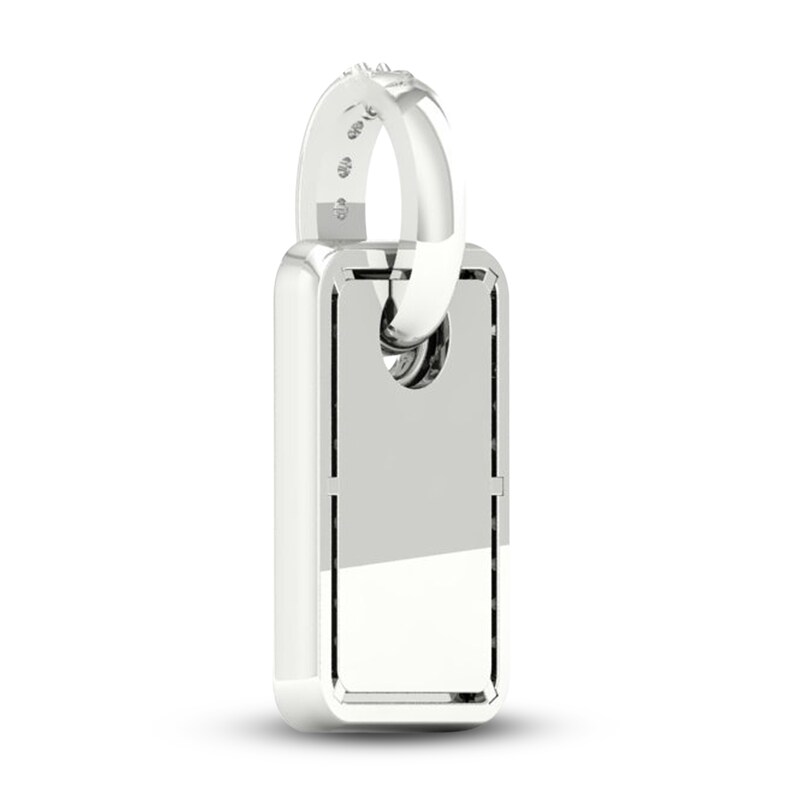 Men's Lab-Created Diamond Dog Tag Necklace Charm 1/2 ct tw Round 14K White Gold