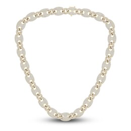 Men's Lab-Created Diamond Chain Necklace 33 ct tw Round 14K Yellow Gold