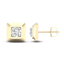 Men's Lab-Created Diamond Stud Earrings 2 ct tw Round 14K Yellow Gold