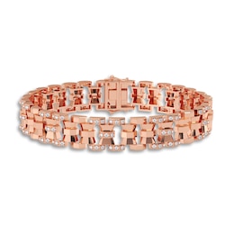 Men's Diamond Bracelet 1 ct tw Round 14K Rose Gold 8.5"