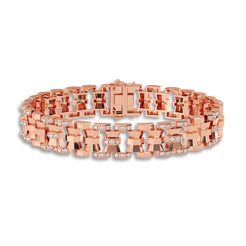 Main Image 1 of Men's Diamond Bracelet 1 ct tw Round 14K Rose Gold 8.5"