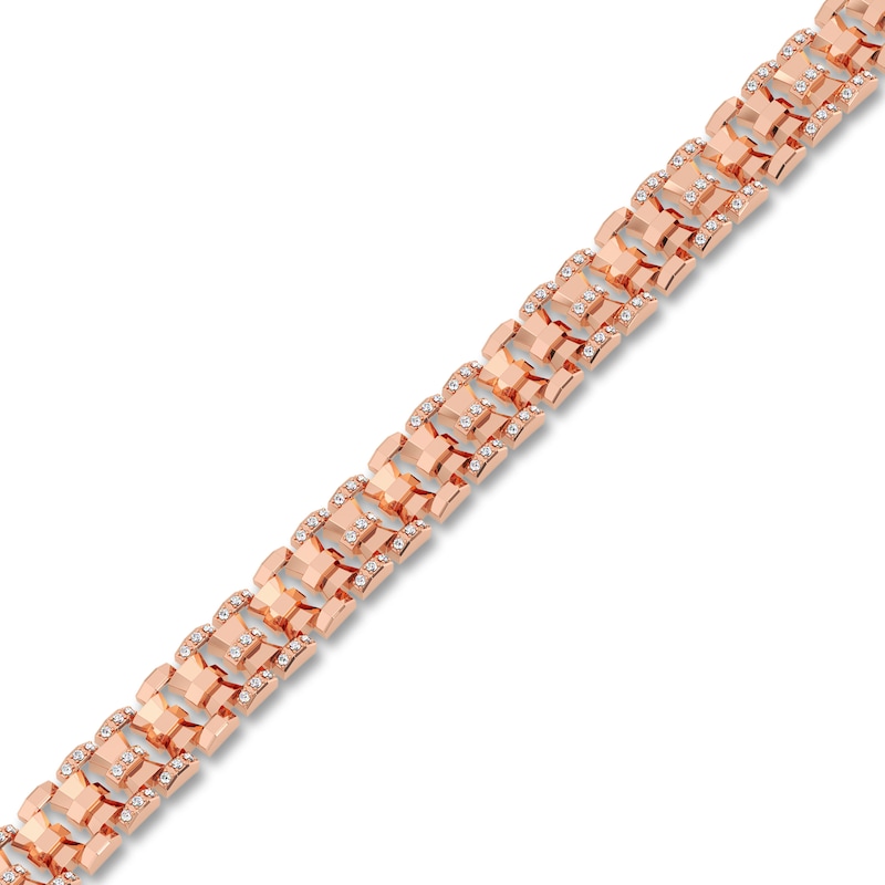 Main Image 2 of Men's Diamond Bracelet 1 ct tw Round 14K Rose Gold 8.5"