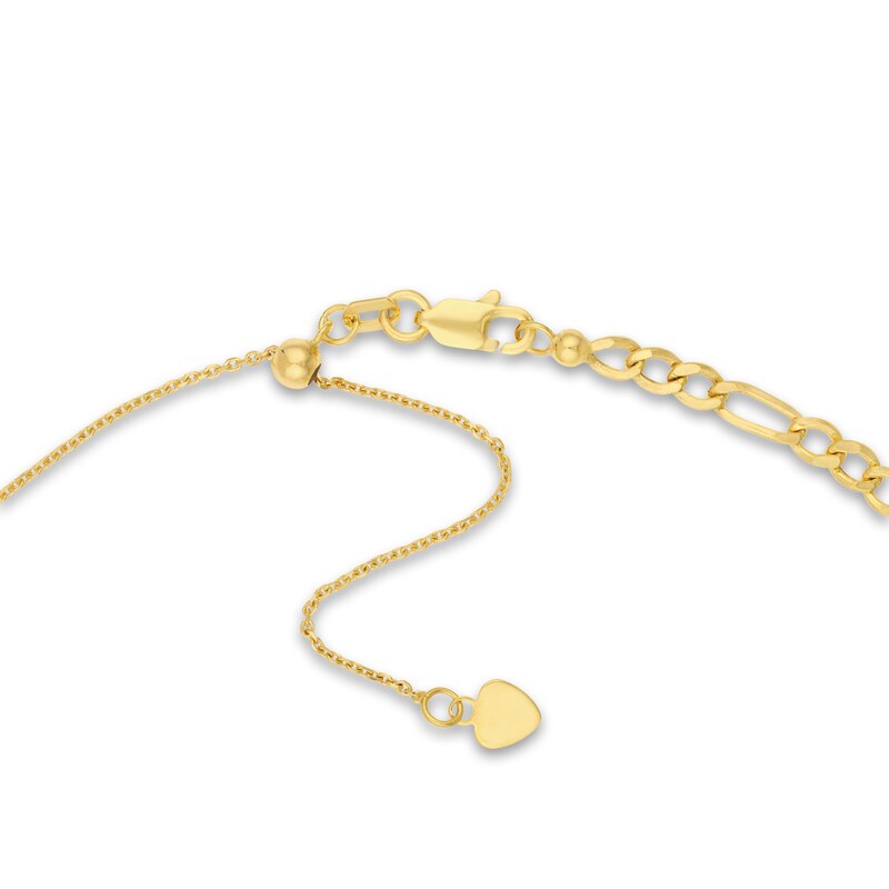 Main Image 3 of Semi-Solid Figaro Chain Choker Necklace 14K Yellow Gold 12" Adj.