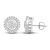 Thumbnail Image 1 of Men's Diamond Stud Earrings 3/4 ct tw Round/Baguette 10K White Gold