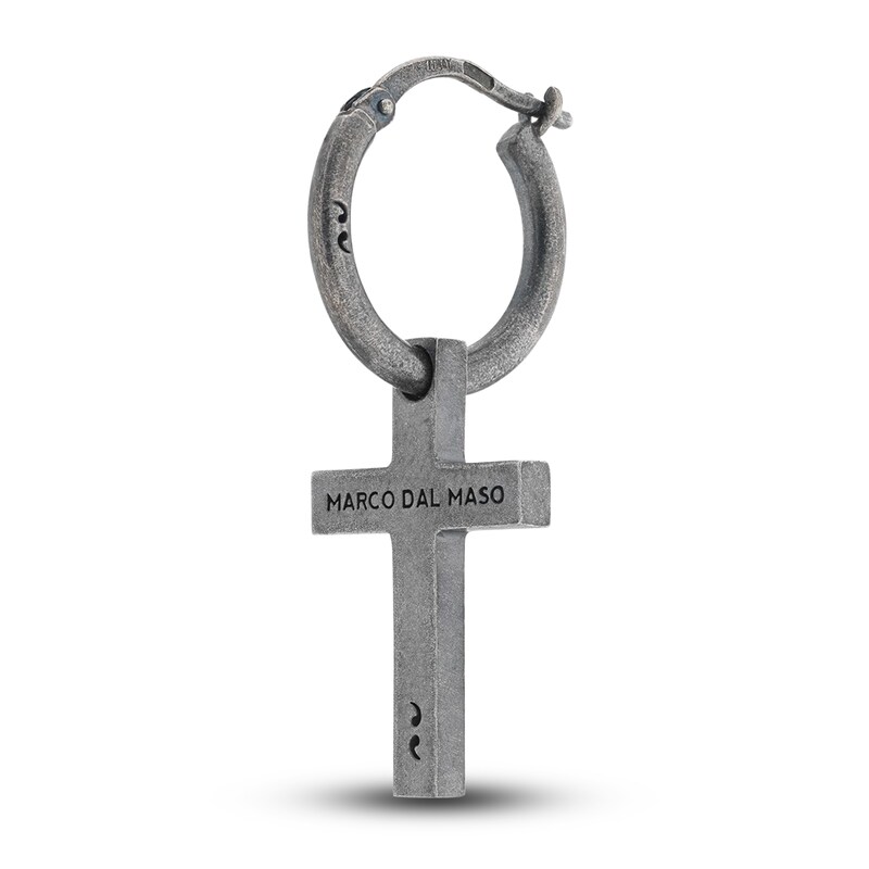 Marco Dal Maso Men's Cross Mono Hoop Earring Sterling Silver