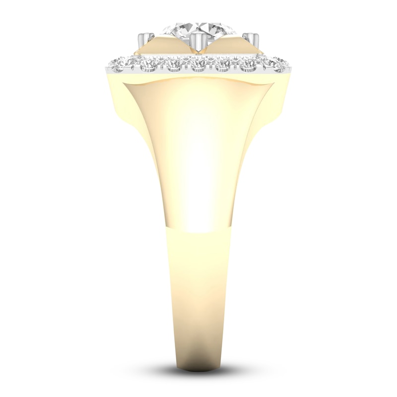 Men's Lab-Created Diamond Ring 2 ct tw Round 14K Yellow Gold