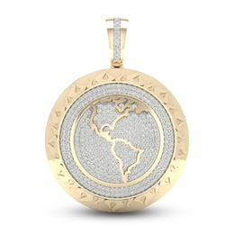 Men's Diamond Necklace Charm 1 ct tw Round 10K Yellow Gold