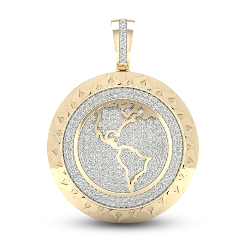 Main Image 1 of Men's Diamond Necklace Charm 1 ct tw Round 10K Yellow Gold