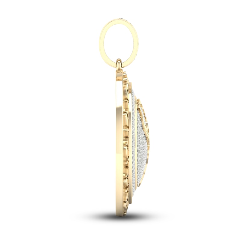 Men's Diamond Necklace Charm 1 ct tw Round 10K Yellow Gold