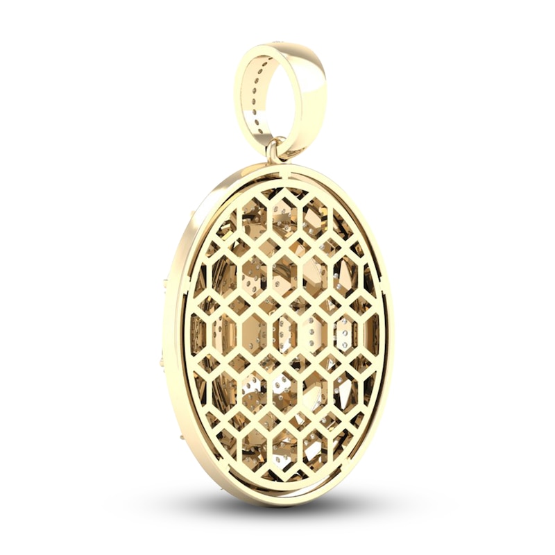 Main Image 4 of Men's Diamond Necklace Charm 1 ct tw Round 10K Yellow Gold