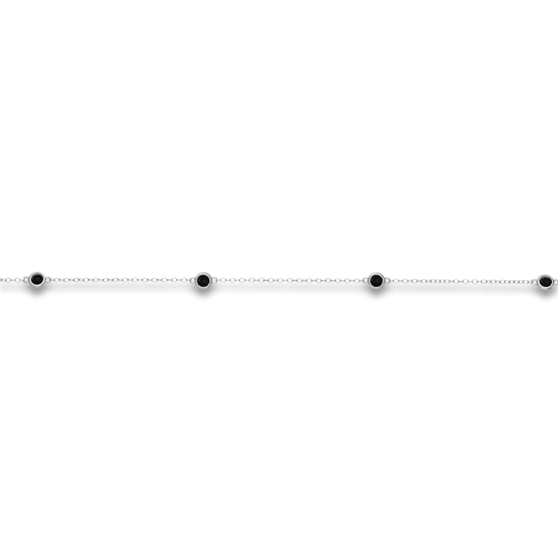 Main Image 2 of Natural Onyx Station Necklace Sterling Silver 18"